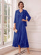 A-Line/Princess V-Neck 3/4 Sleeves Ankle-Length Mother of the Bride Dresses with Jacket & Applique