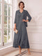 A-Line/Princess V-Neck 3/4 Sleeves Ankle-Length Mother of the Bride Dresses with Jacket & Applique