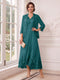 A-Line/Princess V-Neck 3/4 Sleeves Ankle-Length Mother of the Bride Dresses with Jacket & Applique