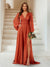 A-Line/Princess V-Neck Long Sleeves Floor Length Bridesmaid Dresses with Split Side