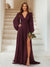 A-Line/Princess V-Neck Long Sleeves Floor Length Bridesmaid Dresses with Split Side
