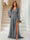 A-Line/Princess V-Neck Long Sleeves Floor Length Bridesmaid Dresses with Split Side