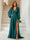 A-Line/Princess V-Neck Long Sleeves Floor Length Bridesmaid Dresses with Split Side