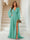 A-Line/Princess V-Neck Long Sleeves Floor Length Bridesmaid Dresses with Split Side