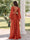 A-Line/Princess V-Neck Long Sleeves Floor Length Wedding Guest Dresses with Split Side