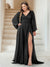 A-Line/Princess V-Neck Long Sleeves Floor Length Plus Size Bridesmaid Dresses with Split Side