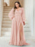 A-Line/Princess V-Neck Long Sleeves Floor Length Plus Size Bridesmaid Dresses with Split Side