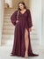 A-Line/Princess V-Neck Long Sleeves Floor Length Plus Size Bridesmaid Dresses with Split Side