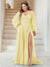 A-Line/Princess V-Neck Long Sleeves Floor Length Plus Size Bridesmaid Dresses with Split Side
