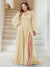 A-Line/Princess V-Neck Long Sleeves Floor Length Plus Size Bridesmaid Dresses with Split Side