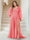 A-Line/Princess V-Neck Long Sleeves Floor Length Plus Size Bridesmaid Dresses with Split Side