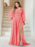 A-Line/Princess V-Neck Long Sleeves Floor Length Plus Size Bridesmaid Dresses with Split Side