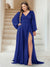 A-Line/Princess V-Neck Long Sleeves Floor Length Plus Size Bridesmaid Dresses with Split Side