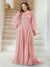 A-Line/Princess V-Neck Long Sleeves Floor Length Plus Size Bridesmaid Dresses with Split Side