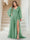A-Line/Princess V-Neck Long Sleeves Floor Length Plus Size Bridesmaid Dresses with Split Side