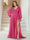 A-Line/Princess V-Neck Long Sleeves Floor Length Plus Size Bridesmaid Dresses with Split Side