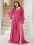 A-Line/Princess V-Neck Long Sleeves Floor Length Plus Size Bridesmaid Dresses with Split Side