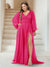 A-Line/Princess V-Neck Long Sleeves Floor Length Plus Size Bridesmaid Dresses with Split Side