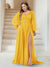 A-Line/Princess V-Neck Long Sleeves Floor Length Plus Size Bridesmaid Dresses with Split Side