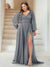 A-Line/Princess V-Neck Long Sleeves Floor Length Plus Size Bridesmaid Dresses with Split Side