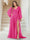 A-Line/Princess V-Neck Long Sleeves Floor Length Plus Size Bridesmaid Dresses with Split Side