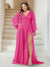 A-Line/Princess V-Neck Long Sleeves Floor Length Plus Size Bridesmaid Dresses with Split Side