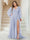 A-Line/Princess V-Neck Long Sleeves Floor Length Plus Size Bridesmaid Dresses with Split Side