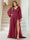 A-Line/Princess V-Neck Long Sleeves Floor Length Plus Size Bridesmaid Dresses with Split Side