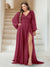 A-Line/Princess V-Neck Long Sleeves Floor Length Plus Size Bridesmaid Dresses with Split Side