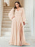 A-Line/Princess V-Neck Long Sleeves Floor Length Plus Size Bridesmaid Dresses with Split Side