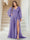 A-Line/Princess V-Neck Long Sleeves Floor Length Plus Size Bridesmaid Dresses with Split Side
