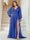 A-Line/Princess V-Neck Long Sleeves Floor Length Plus Size Bridesmaid Dresses with Split Side