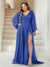 A-Line/Princess V-Neck Long Sleeves Floor Length Plus Size Bridesmaid Dresses with Split Side