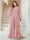 A-Line/Princess V-Neck Long Sleeves Floor Length Plus Size Bridesmaid Dresses with Split Side