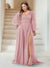 A-Line/Princess V-Neck Long Sleeves Floor Length Plus Size Bridesmaid Dresses with Split Side