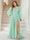 A-Line/Princess V-Neck Long Sleeves Floor Length Plus Size Bridesmaid Dresses with Split Side