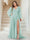A-Line/Princess V-Neck Long Sleeves Floor Length Plus Size Bridesmaid Dresses with Split Side