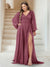 A-Line/Princess V-Neck Long Sleeves Floor Length Plus Size Bridesmaid Dresses with Split Side