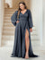A-Line/Princess V-Neck Long Sleeves Floor Length Plus Size Bridesmaid Dresses with Split Side