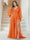 A-Line/Princess V-Neck Long Sleeves Floor Length Plus Size Bridesmaid Dresses with Split Side