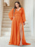 A-Line/Princess V-Neck Long Sleeves Floor Length Plus Size Bridesmaid Dresses with Split Side
