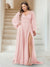 A-Line/Princess V-Neck Long Sleeves Floor Length Plus Size Bridesmaid Dresses with Split Side