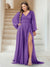 A-Line/Princess V-Neck Long Sleeves Floor Length Plus Size Bridesmaid Dresses with Split Side