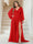 A-Line/Princess V-Neck Long Sleeves Floor Length Plus Size Bridesmaid Dresses with Split Side