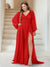 A-Line/Princess V-Neck Long Sleeves Floor Length Plus Size Bridesmaid Dresses with Split Side