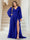 A-Line/Princess V-Neck Long Sleeves Floor Length Plus Size Bridesmaid Dresses with Split Side