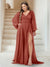 A-Line/Princess V-Neck Long Sleeves Floor Length Plus Size Bridesmaid Dresses with Split Side