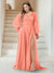 A-Line/Princess V-Neck Long Sleeves Floor Length Plus Size Bridesmaid Dresses with Split Side