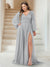 A-Line/Princess V-Neck Long Sleeves Floor Length Plus Size Bridesmaid Dresses with Split Side