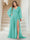 A-Line/Princess V-Neck Long Sleeves Floor Length Plus Size Bridesmaid Dresses with Split Side